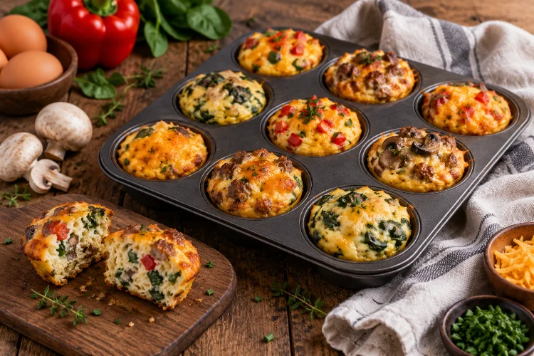 Keto Egg Muffin Variations With Vegetables and Savoury Fillings